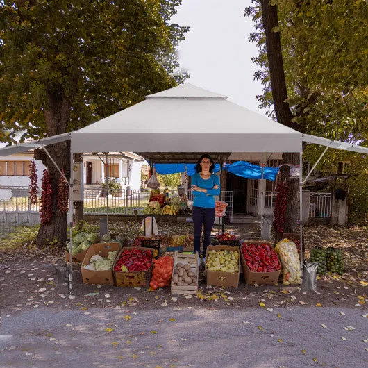 10 x 17.6 Feet Outdoor Instant Pop-up Canopy Tent with Dual Half Awnings-White