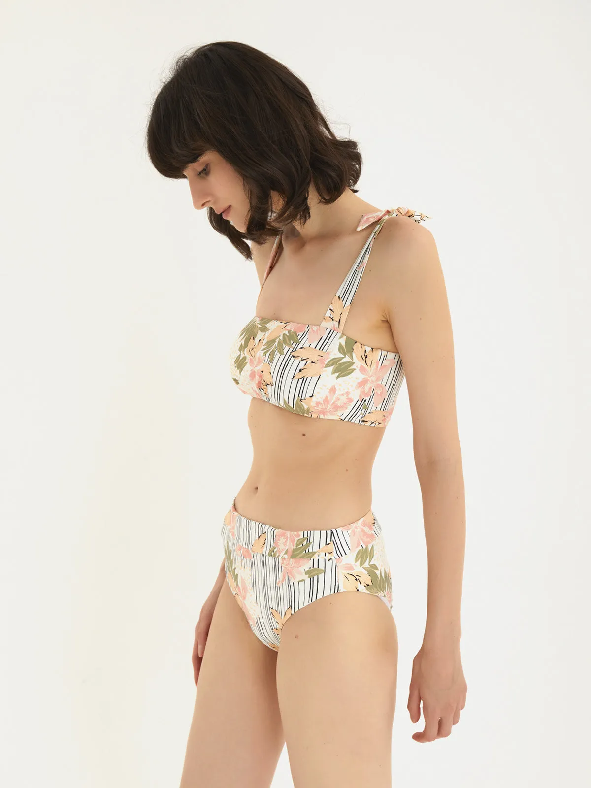 2-Piece Floral Square Neck Top With High Waisted Bikini