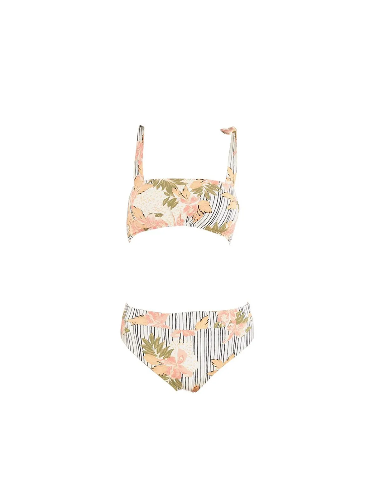 2-Piece Floral Square Neck Top With High Waisted Bikini