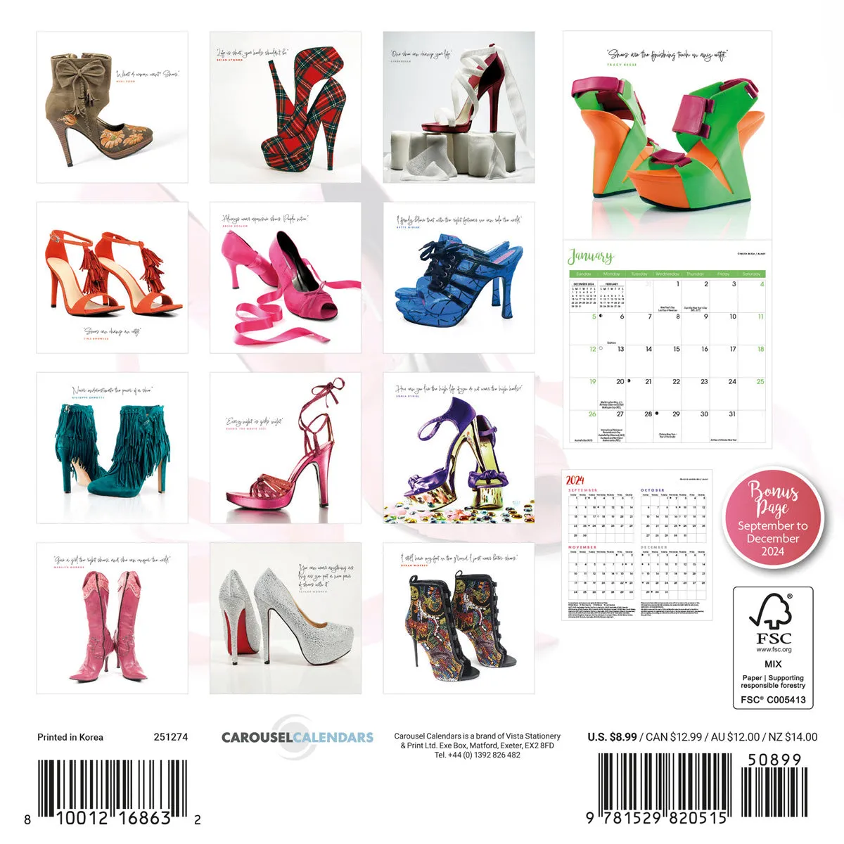 2025 Shoes Mini Wall Calendar