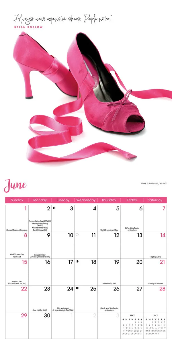 2025 Shoes Mini Wall Calendar