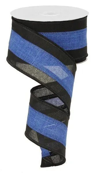 2.5" Tri-Stripe Ribbon: Royal Blue/Black