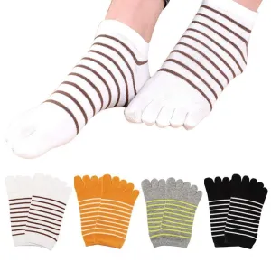 4 Pairs Women's Toe Socks, Women's Five Finger Socks Cotton Running Short Socks Mini Crew Socks