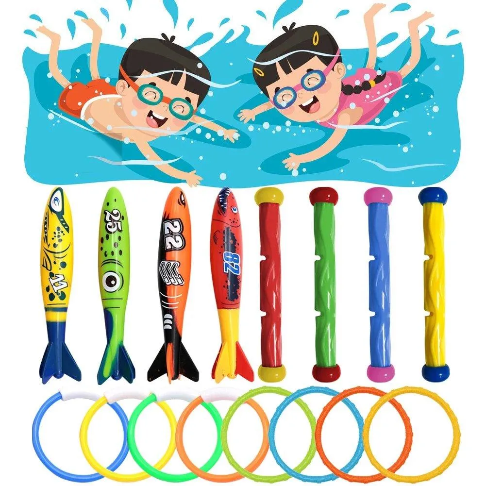 4Pcs Summer Diving Toys Plastic Children Swimming Pool Water Toys Water Grass Ring Dolphin Diving Swimming Pool Accessories