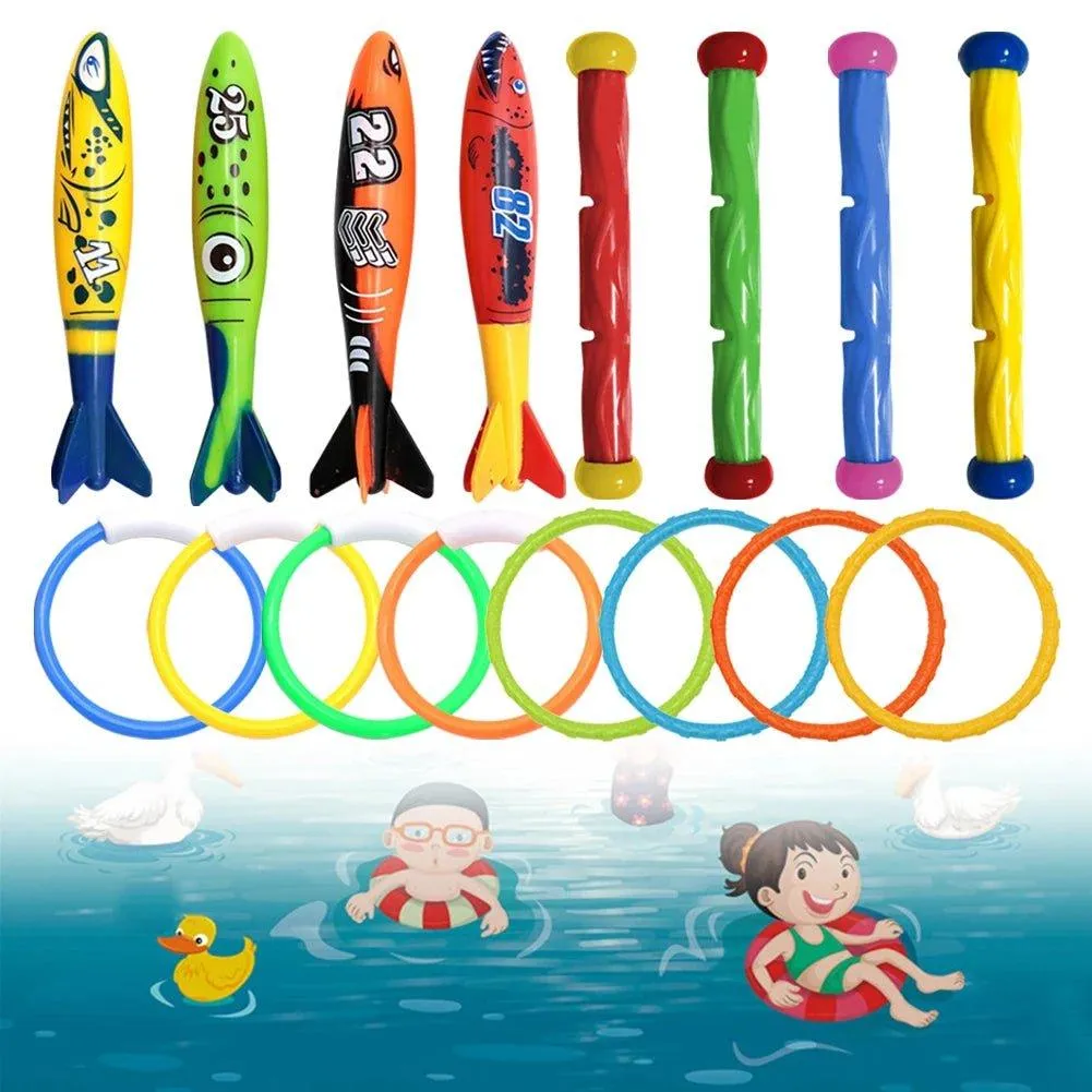 4Pcs Summer Diving Toys Plastic Children Swimming Pool Water Toys Water Grass Ring Dolphin Diving Swimming Pool Accessories