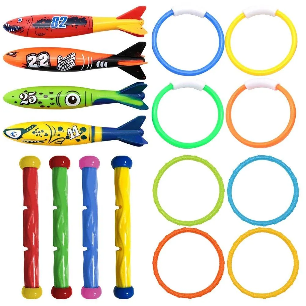 4Pcs Summer Diving Toys Plastic Children Swimming Pool Water Toys Water Grass Ring Dolphin Diving Swimming Pool Accessories