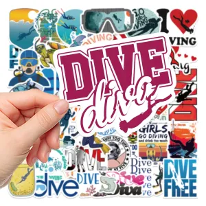 50pcs Waterproof Diving Sign Stickers for Home Decoration