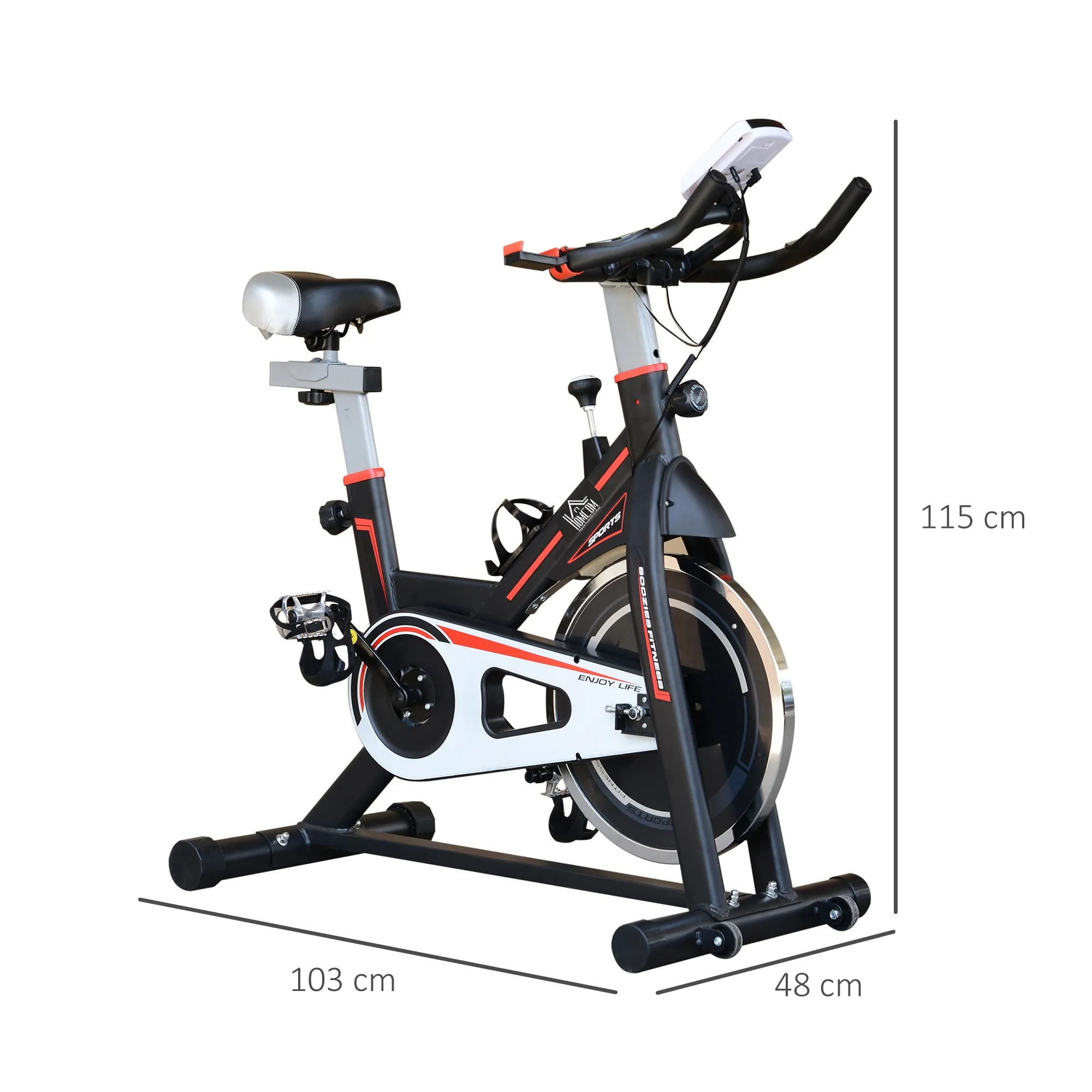 8kg Flywheel Stationary Exercise Bike Racing Bicycle Home Fitness Trainer with Adjustable Resistance LCD Display Wheels Black