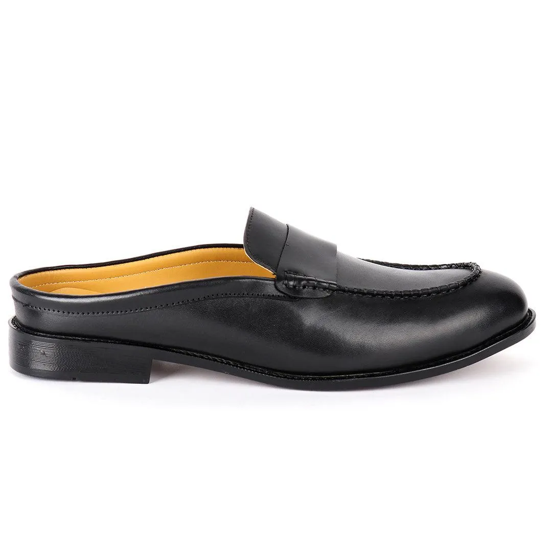 Abraham Mathias Plain Leather Men's Mole Shoe- Black