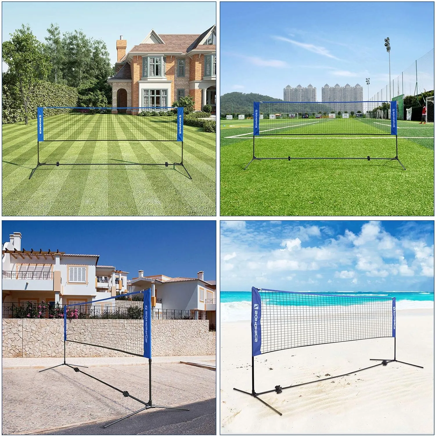 Adjustable Portable 3m Tennis Badminton Net, Rust-Proof, SONGMICS