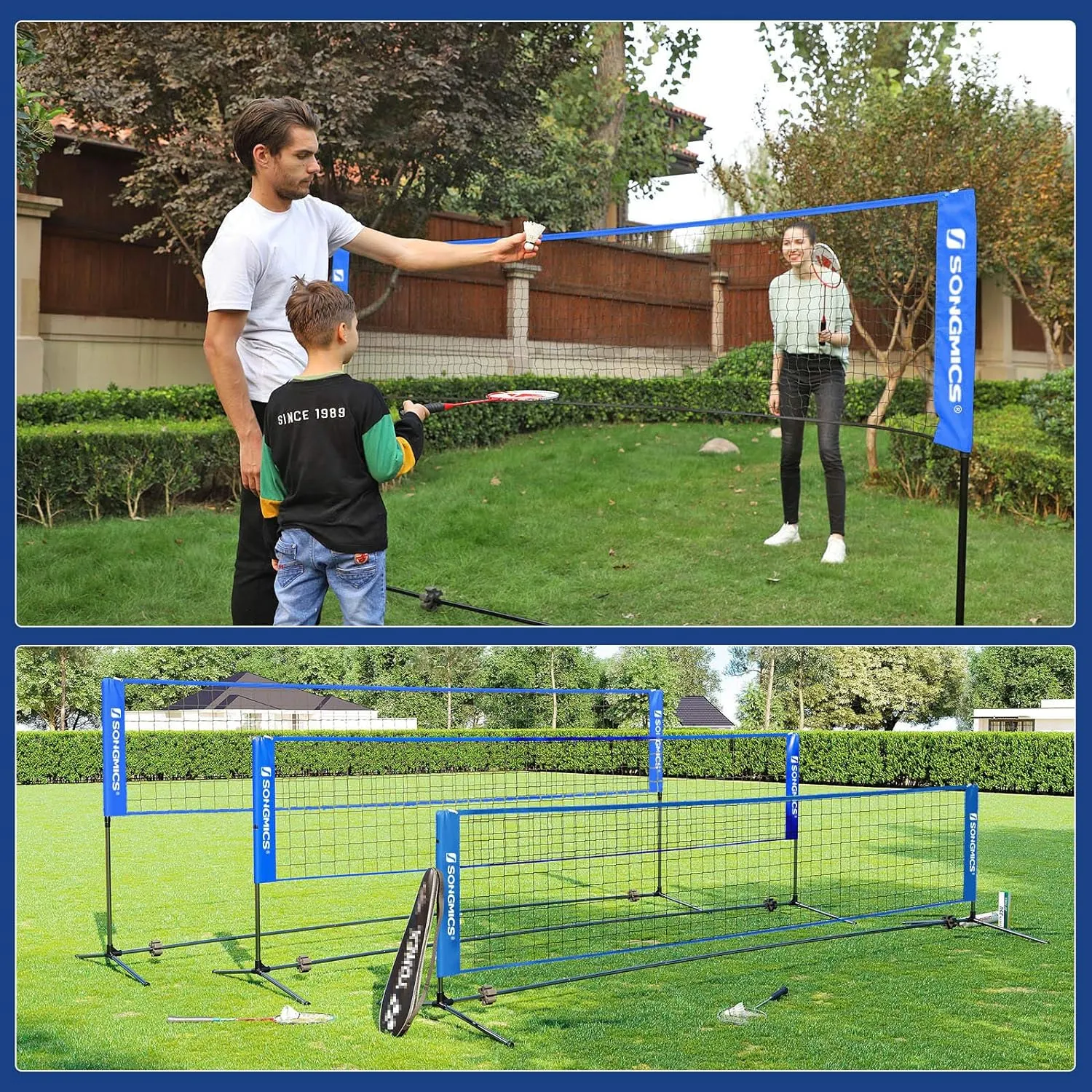 Adjustable Tennis Badminton Volleyball Net, Portable | SONGMICS