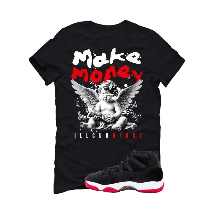 Air Jordan 11 Bred Velvet Black T-Shirt (Make Money)| illcurrency