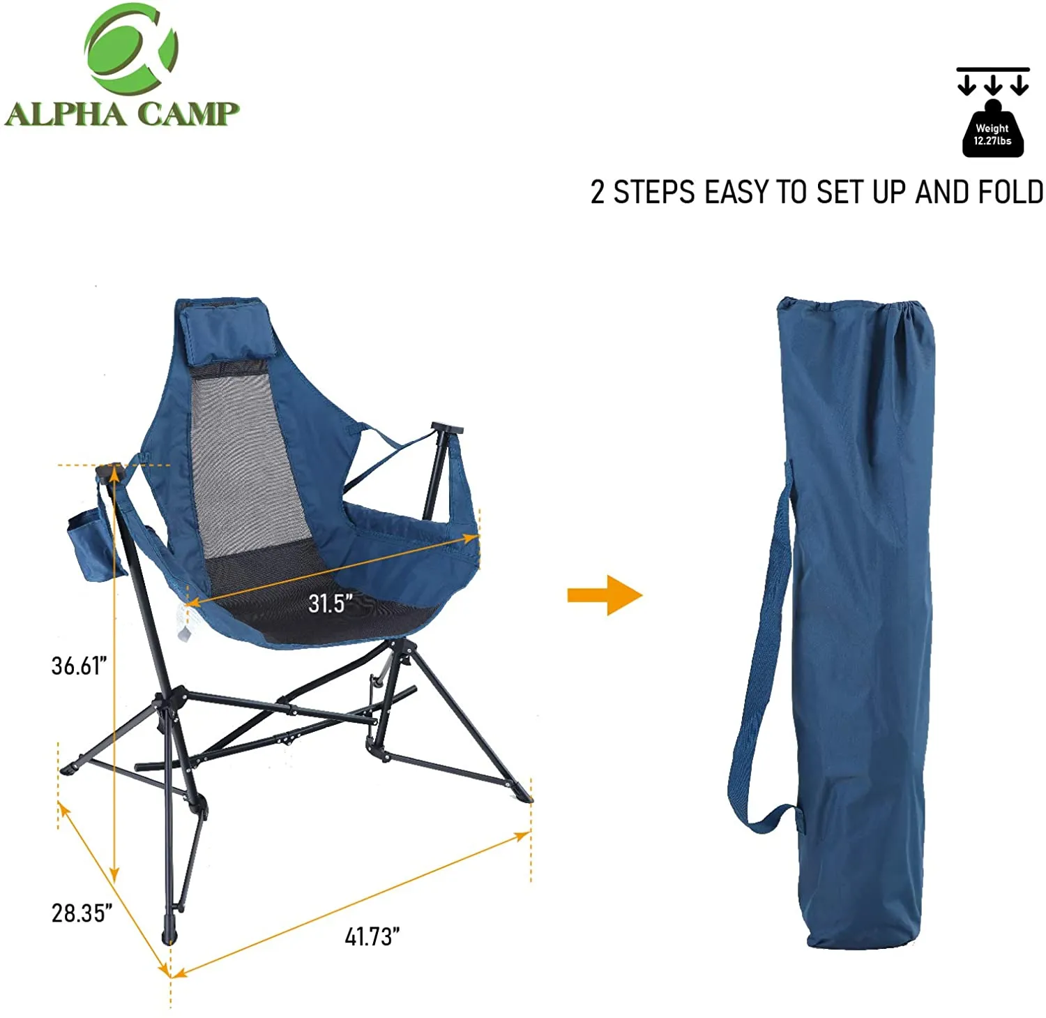 Alpha Camp Oversized Folding Hammock Rocking Chair