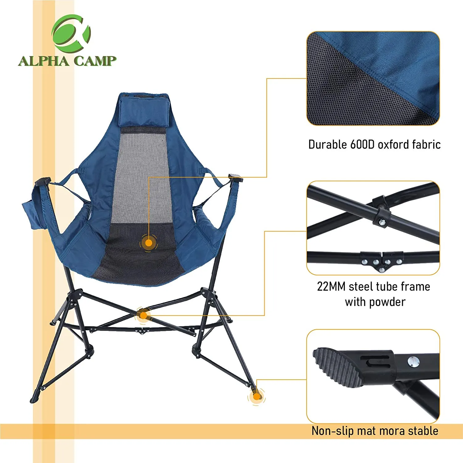 Alpha Camp Oversized Folding Hammock Rocking Chair