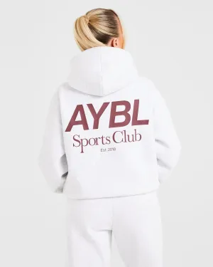 AYBL Sports Club Oversized Hoodie - Grey Marl/Burgundy