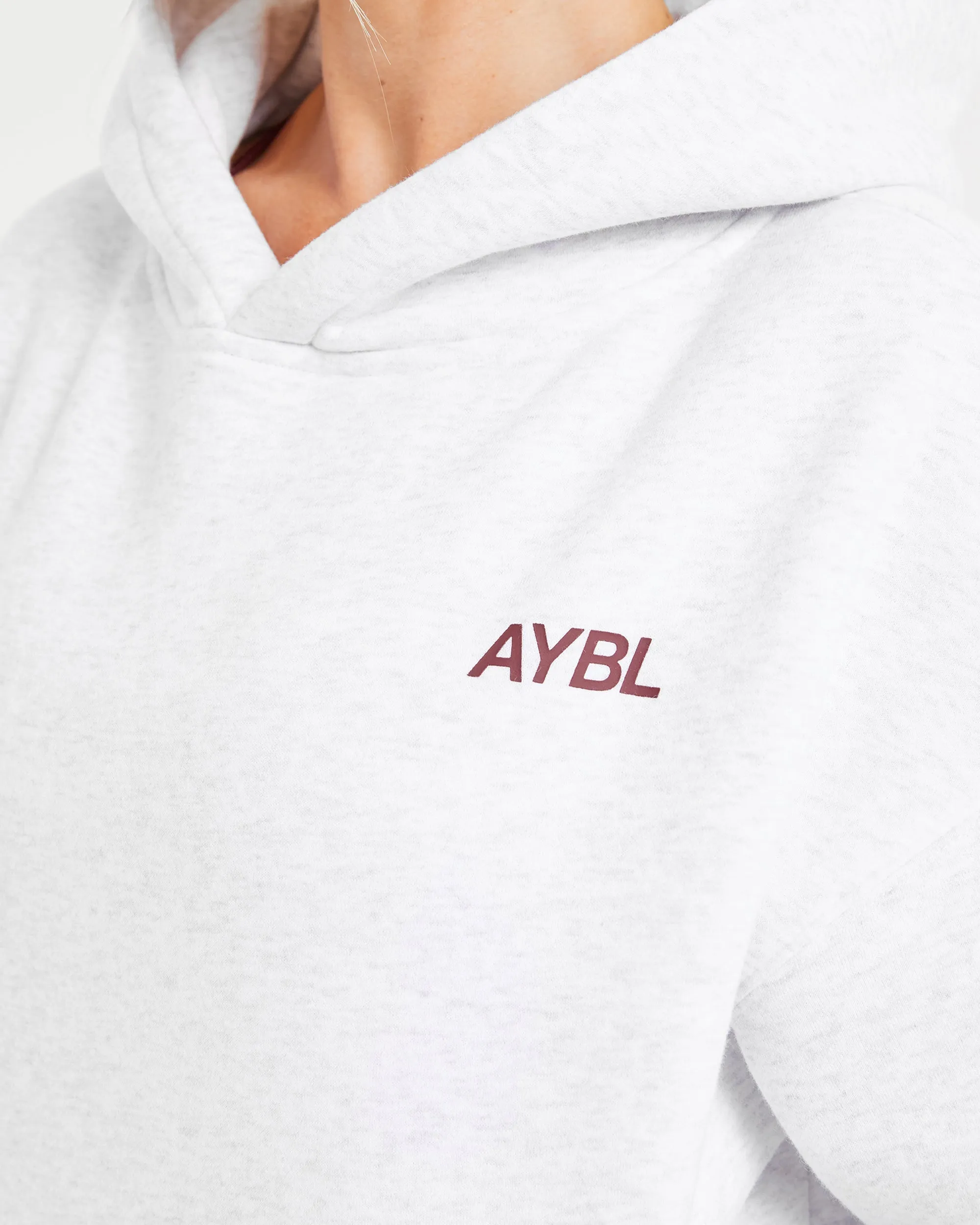 AYBL Sports Club Oversized Hoodie - Grey Marl/Burgundy