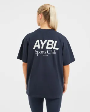 AYBL Sports Club Oversized T Shirt - Navy/Off White