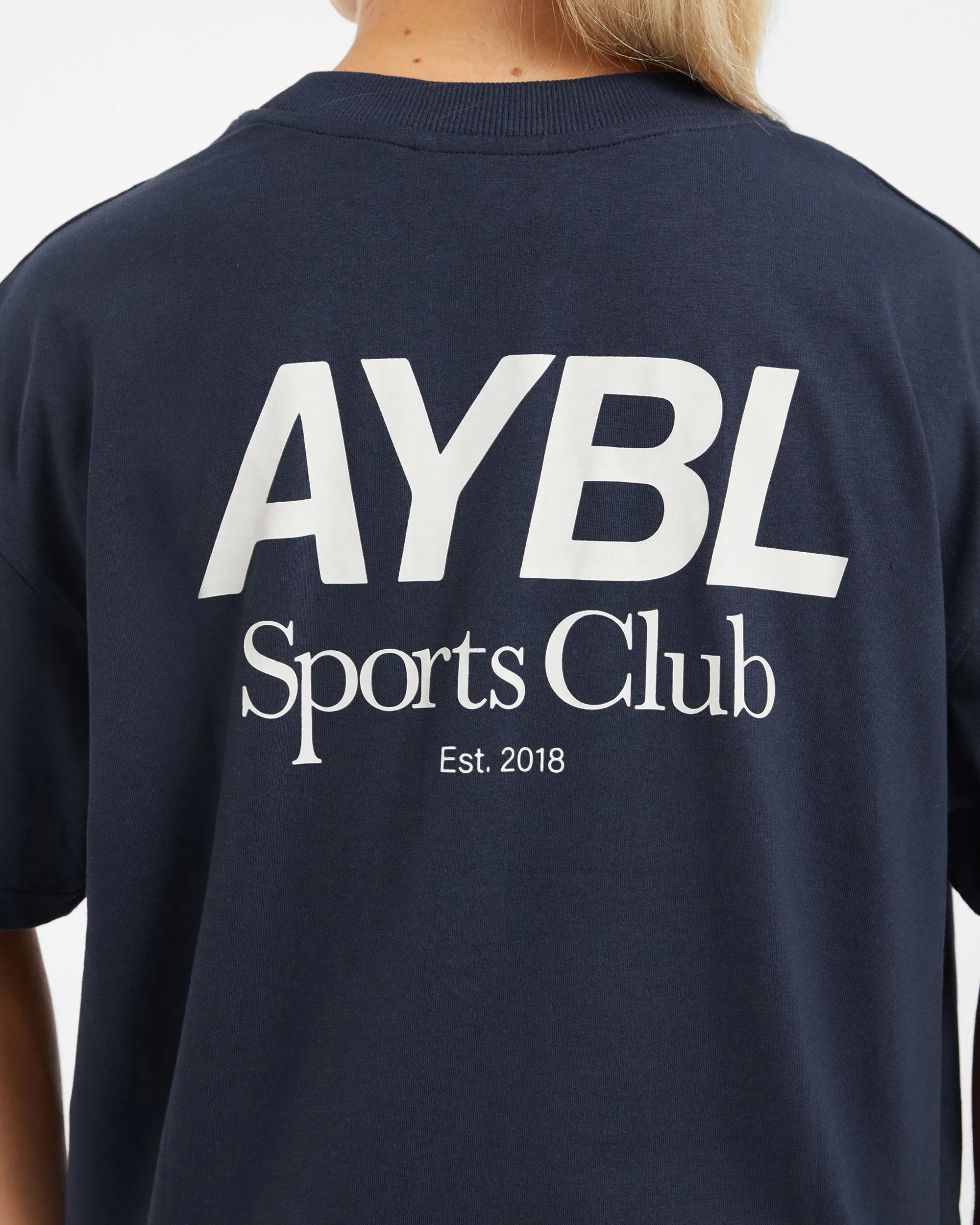 AYBL Sports Club Oversized T Shirt - Navy/Off White