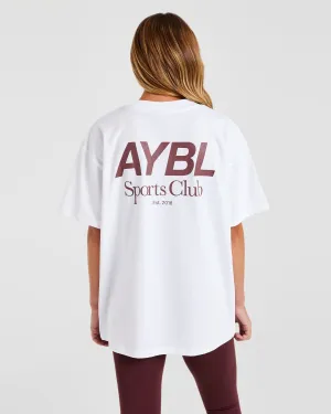 AYBL Sports Club Oversized T Shirt - White/Burgundy