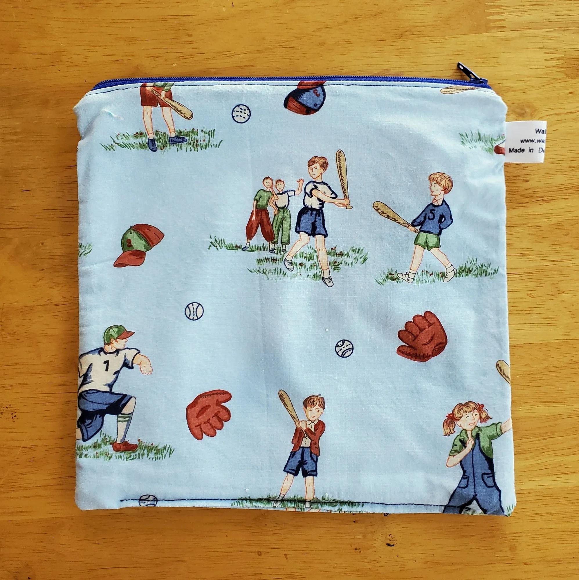 Baseball Small Waterproof Zip Pouch / Wet Bag - Ready to Ship.