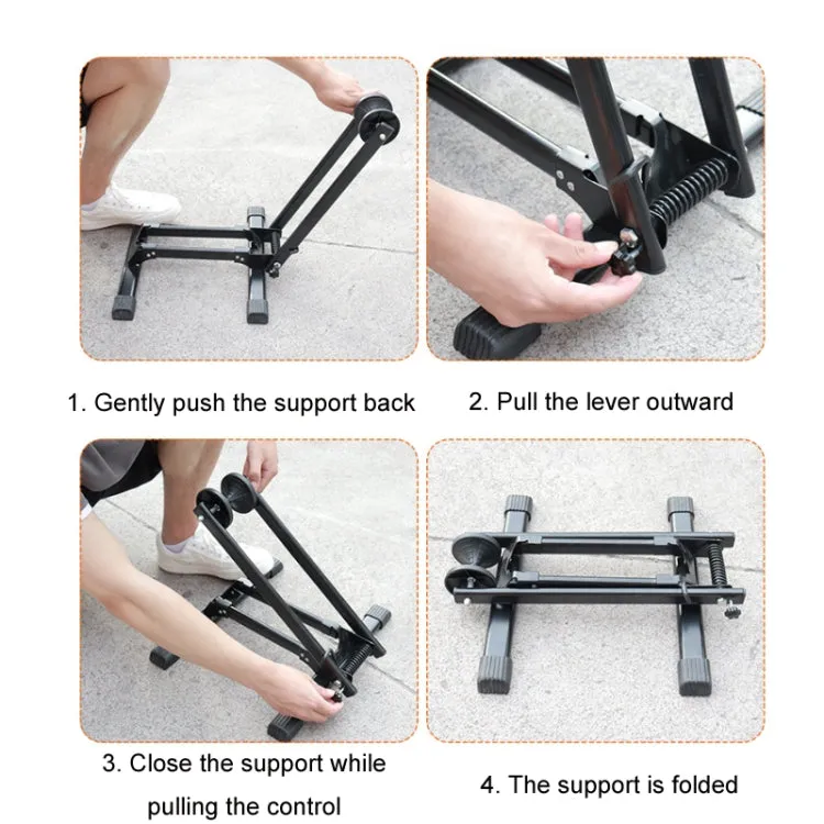 Bicycle Folding Parking Display Stand Portable Maintenance Support Stand(Black)