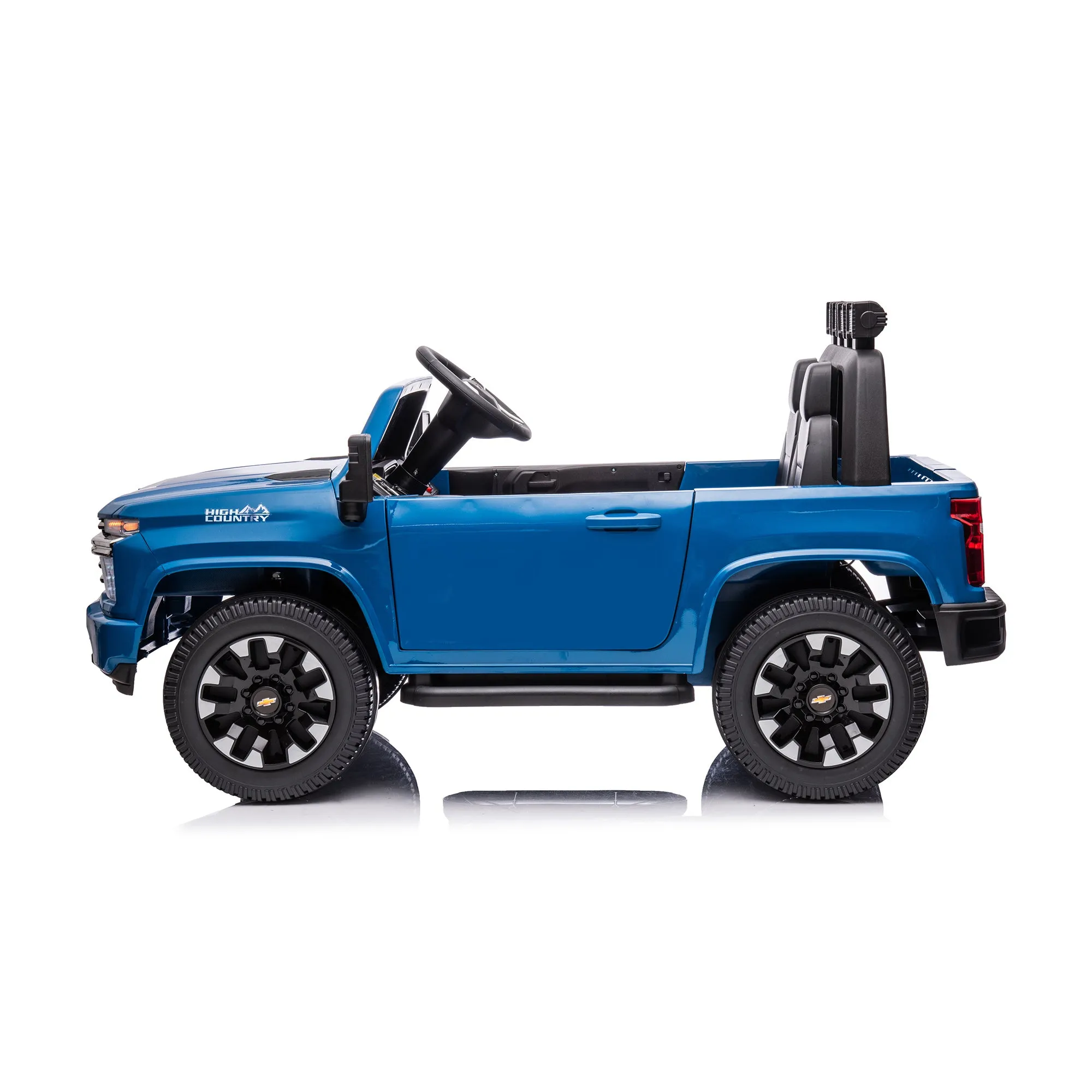 Blue Chevrolet Silverado Electric Car for Kids 2-seater with Remote lights Radio & Bluetooth