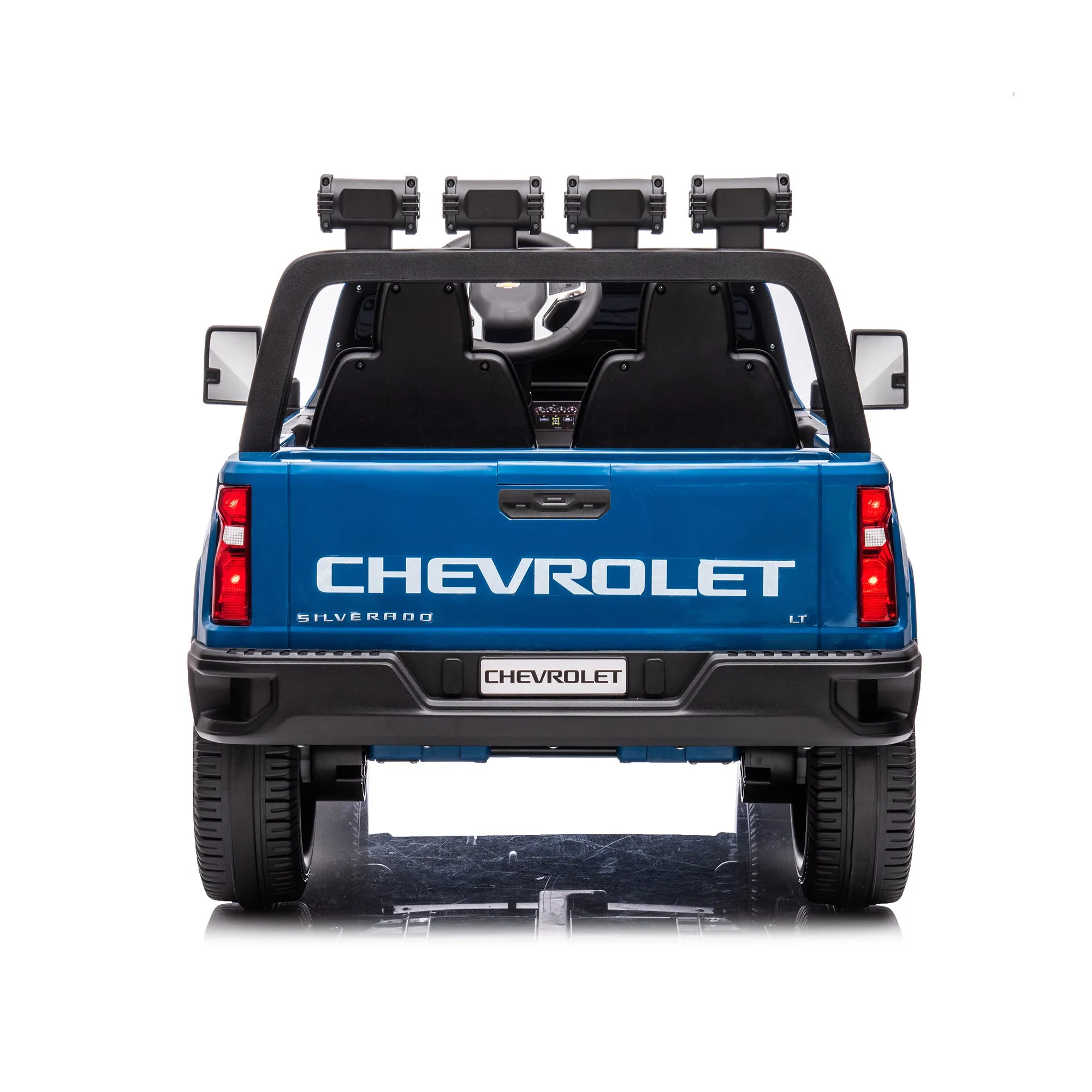 Blue Chevrolet Silverado Electric Car for Kids 2-seater with Remote lights Radio & Bluetooth