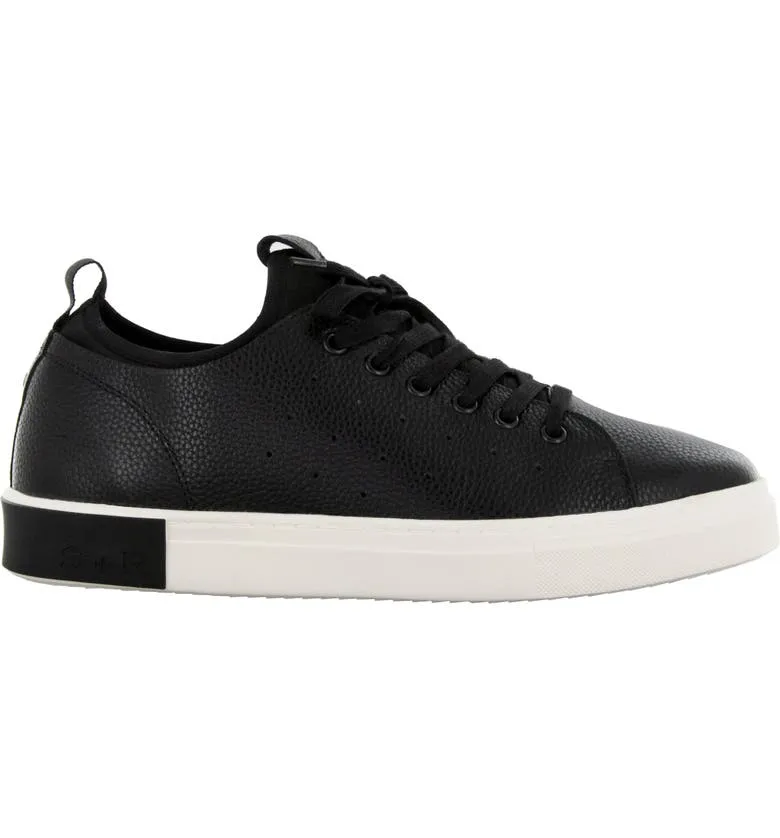 Boys Black Leather Sneaker