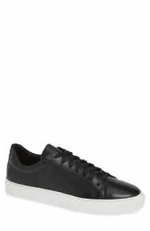 Boys Black Leather Sneaker