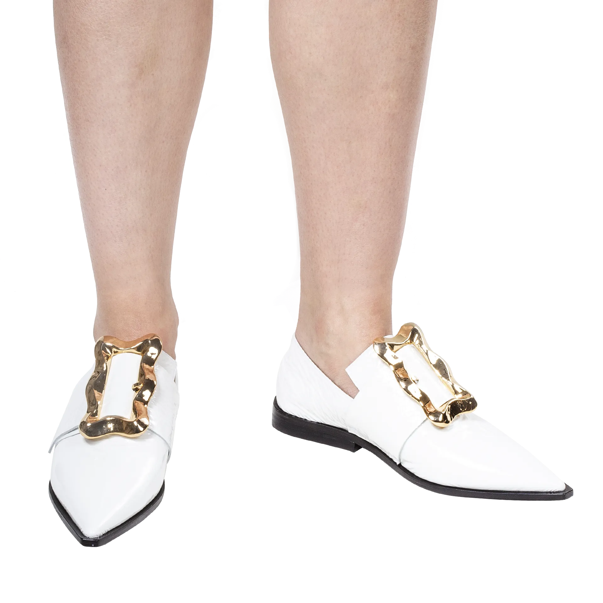 Brooke Loafer — Leather Patent Crinkle White