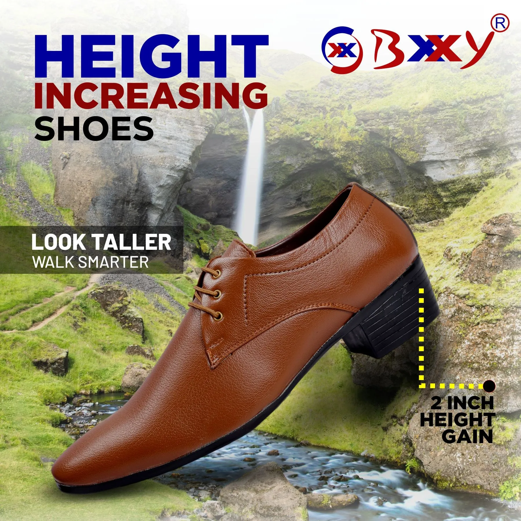 Bxxy Height Increasing Formal Wear Lace Up Shoes For Men