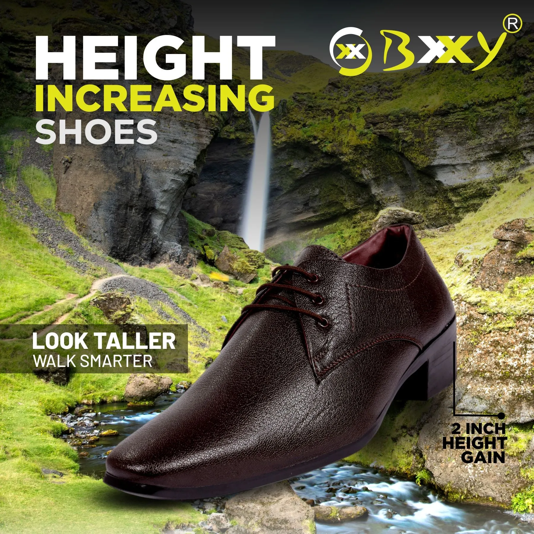 Bxxy Height Increasing Formal Wear Lace Up Shoes For Men