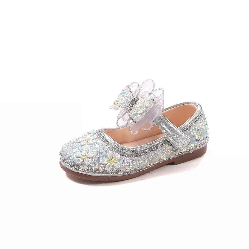 Children's Casual Shoes - Bow Rhinestone Flower Flats - TSS219