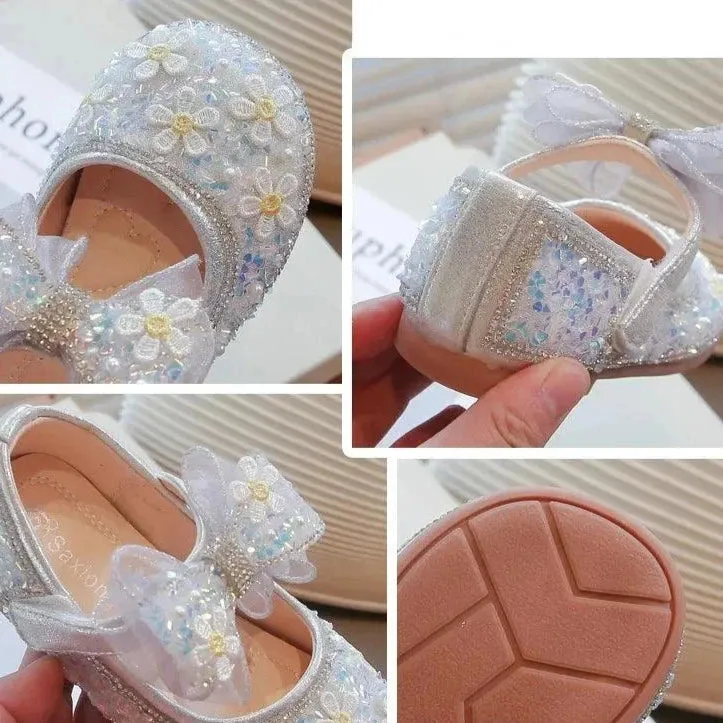 Children's Casual Shoes - Bow Rhinestone Flower Flats - TSS219