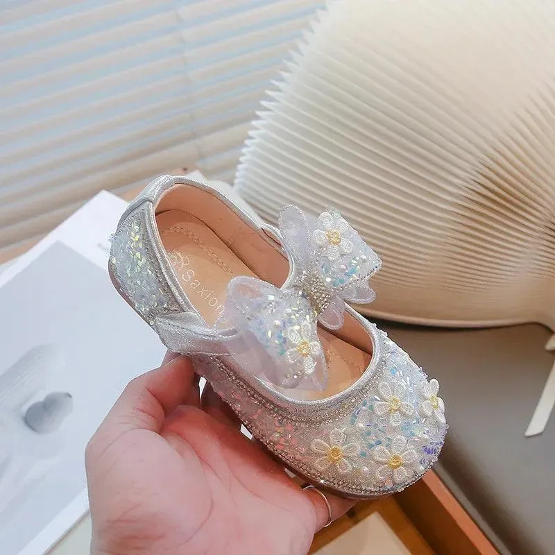 Children's Casual Shoes - Bow Rhinestone Flower Flats - TSS219