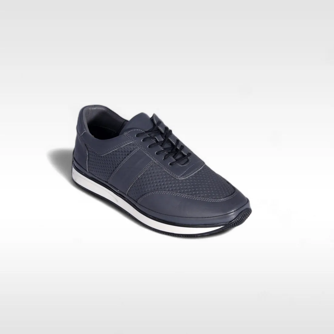 Comfortable men's sports shoes- genuine leathe / Made in Türkiye - Gray -8901