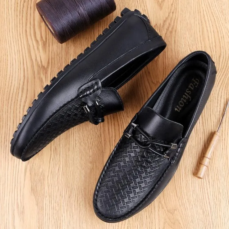 Comfortable Round Toe Cowhide Leather Casual Shoes for Men