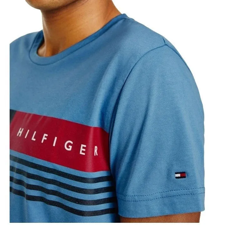 Corporate Chest Stripe Tee - Dusty Indigo