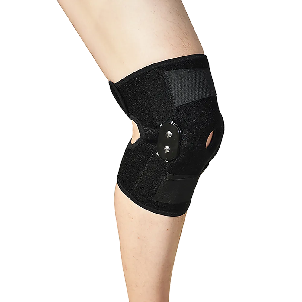 Double-Hinged Full Knee Support Brace with Crisscross Bands