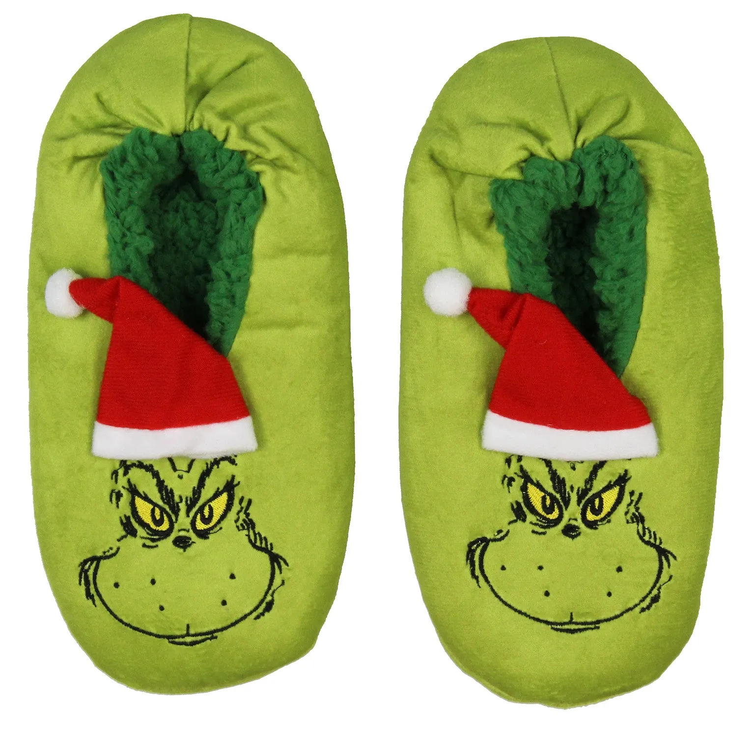 Dr. Seuss GRINCH Who Stole Christmas Grinch Slipper Socks No-Slip Sole