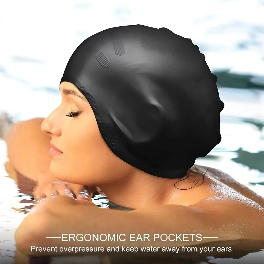 Durable Silicone Swimming Cap for Long Hair  Nonslip  Comfortable