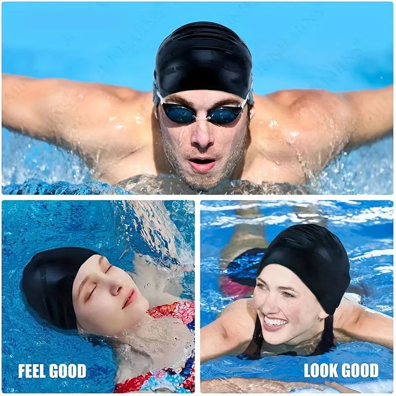 Durable Silicone Swimming Cap for Long Hair  Nonslip  Comfortable