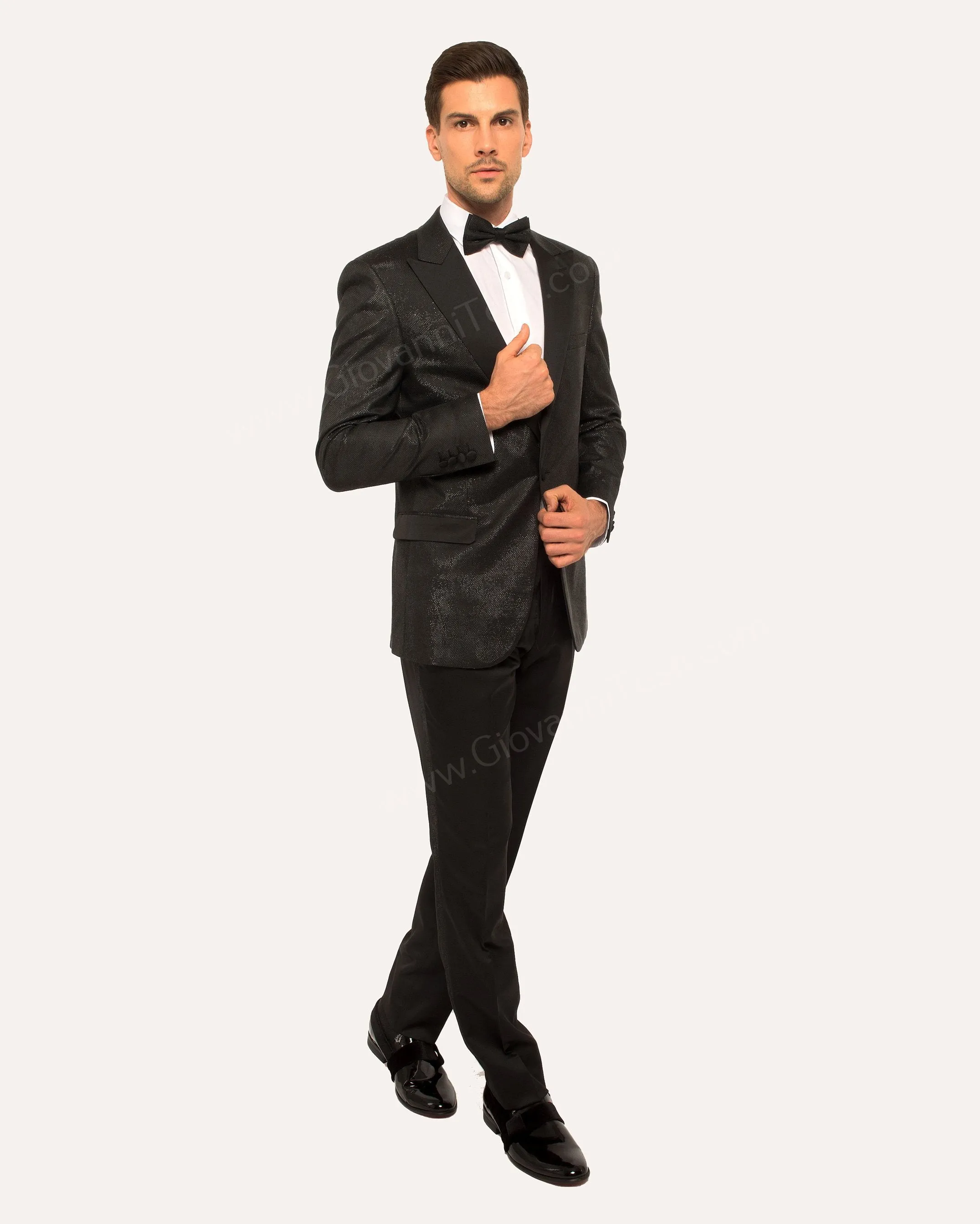 Fabio Fabrinni Slim Fit Glitter Suit w/ Mask FF1P-6026 BLACK