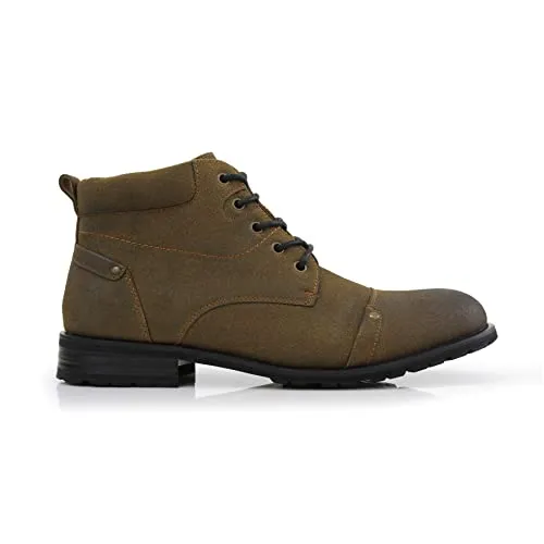 Ferro Aldo Colin MFA806033 Men's Stylish Mid Top Boots for Work Or Casual Wear, Olive Suede, 9.5