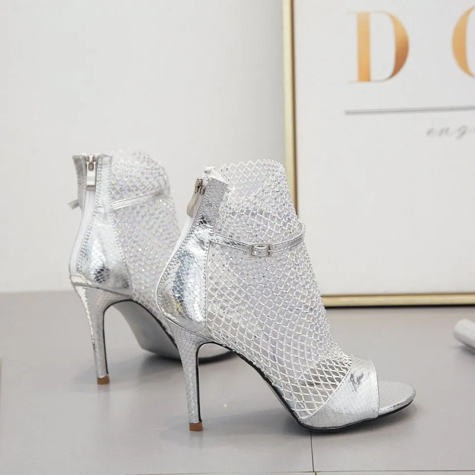 Fishnet Diamond High Heel Boots