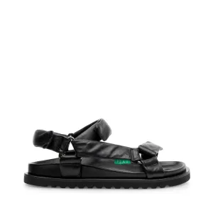 Flora Black Leather Sandals