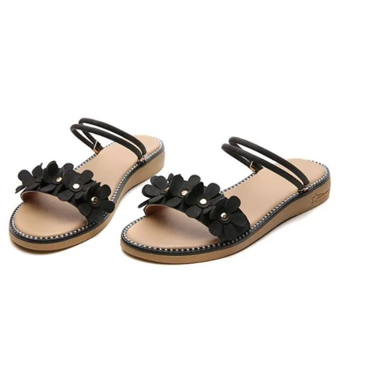 Floral Design Casual Flat Sandals for Women - Non-Slip Summer Slippers