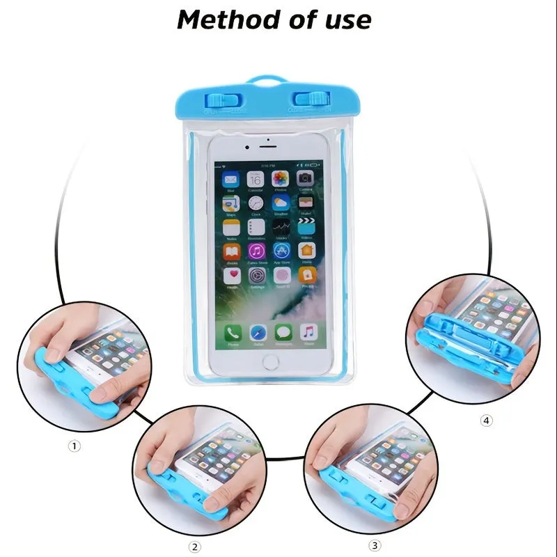 Glow-in-the-Dark Waterproof Phone Pouch for Swimming and Diving - Universal Sealed Dry Bag for Mobile Phones