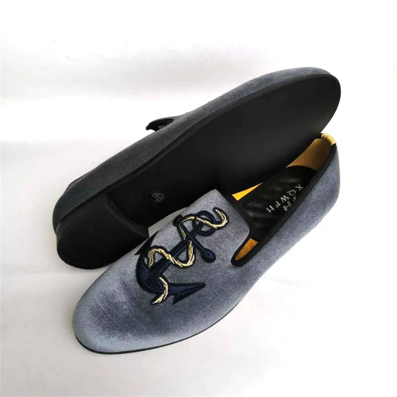 Grey Anchor Loafers Shoes