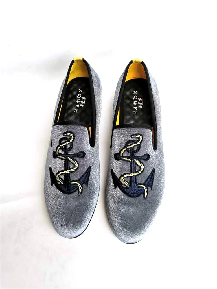 Grey Anchor Loafers Shoes